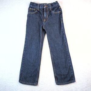 Cat and Jack Boys Jeans Dark Wash Stretch Waist Denim Relaxed Straight Leg Sz 6